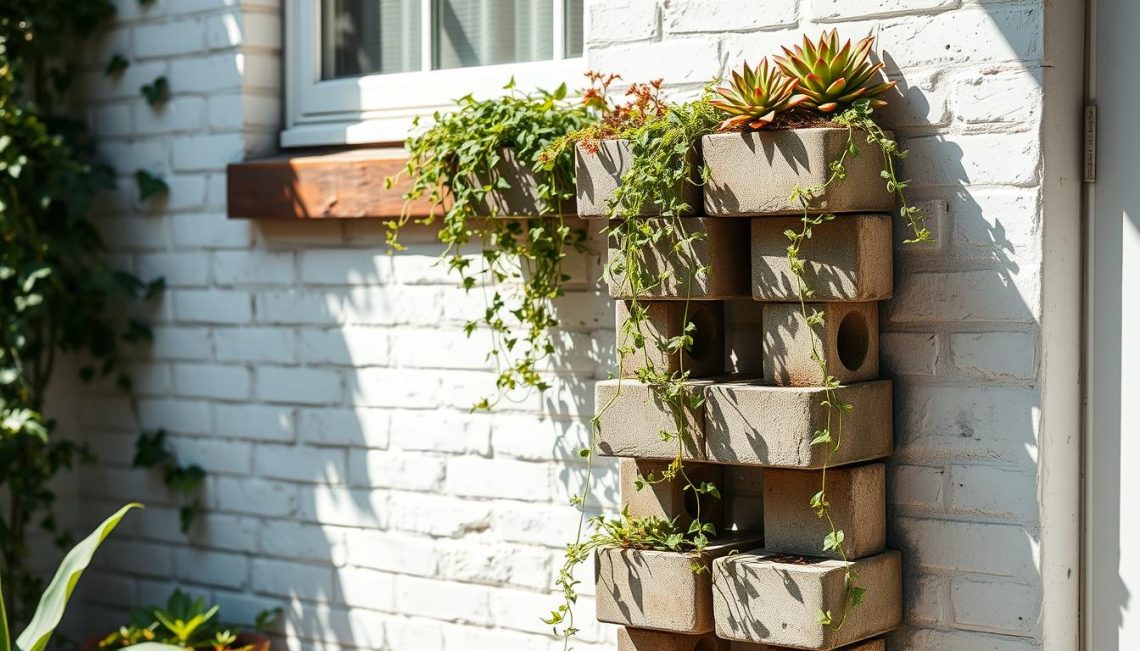 Cinder Block Vertical Planters