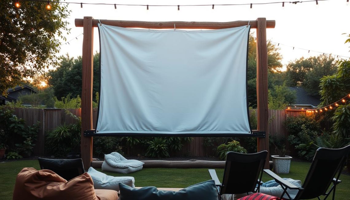 DIY outdoor screen for backyard cinema