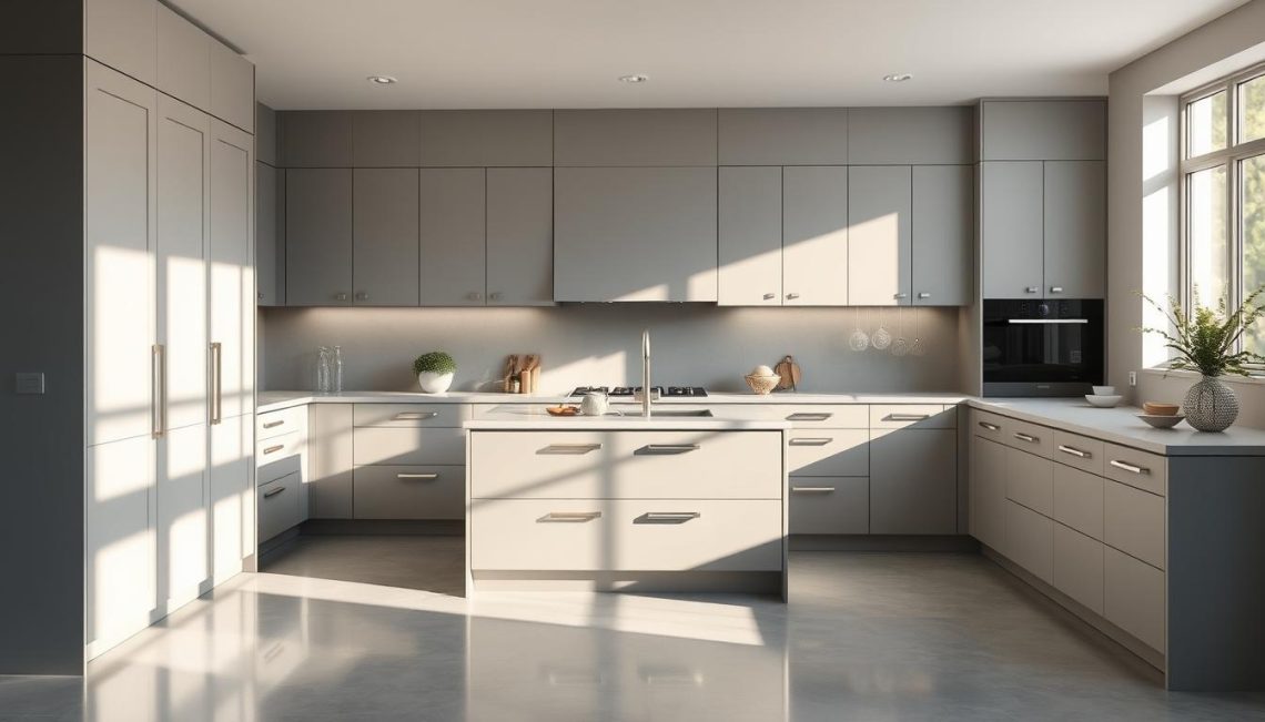gray kitchen cabinets
