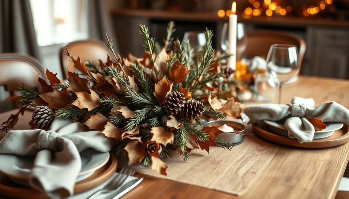 natural decor ideas Thanksgiving table settings