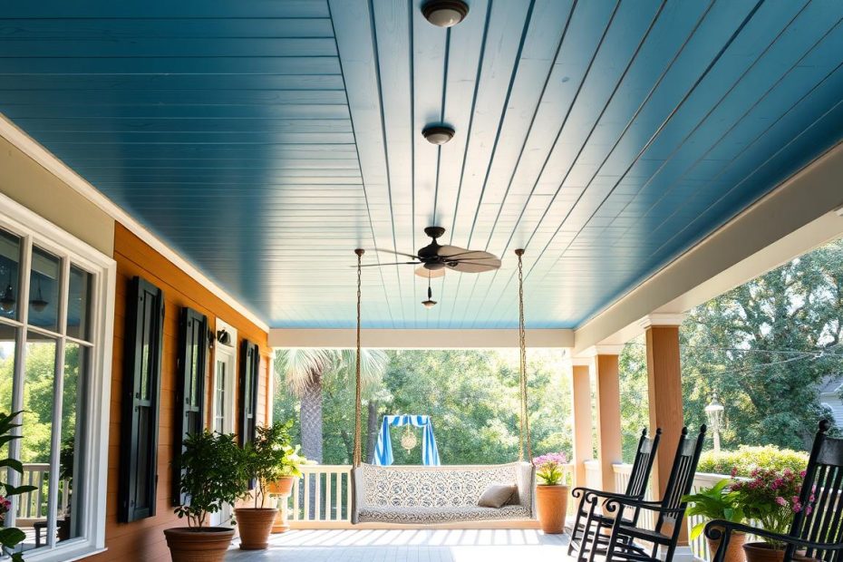 Haint Blue Porch Ceiling Makeover