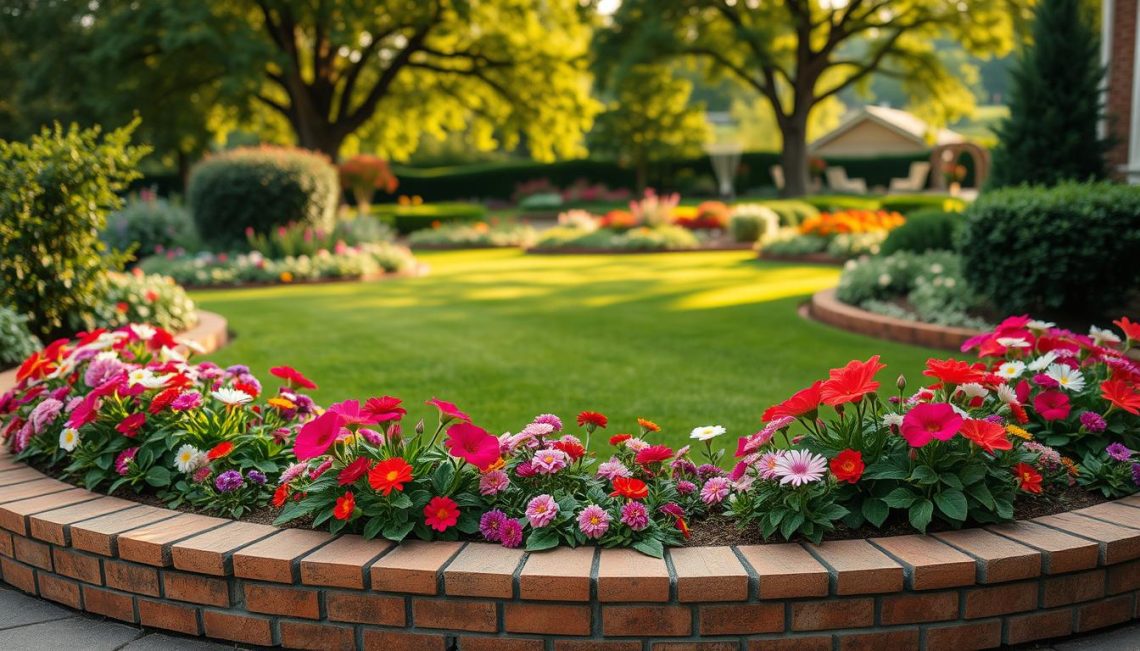 classic brick flower bed designs