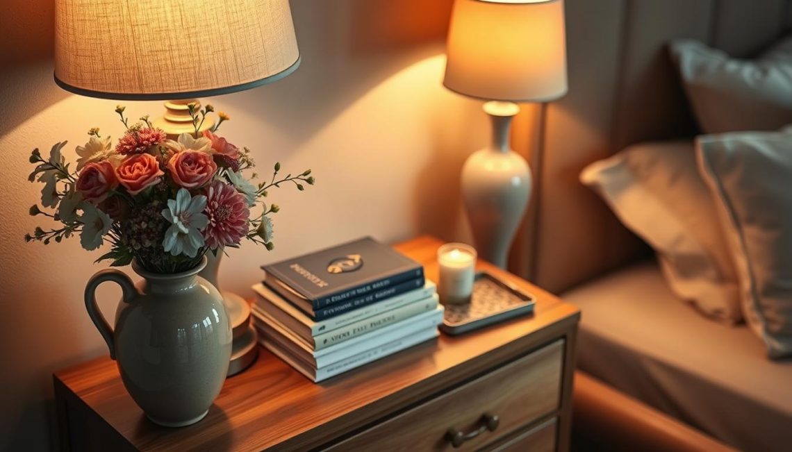 home decor nightstand styling